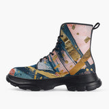 Casual Leather Chunky Boots Colorful Paint Splashes