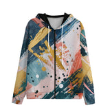 Men's Zip Up Hoodie Colorful Paint Splashes