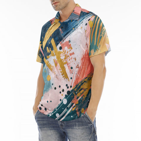 Men's Polo Shirt Colorful Paint Splashes