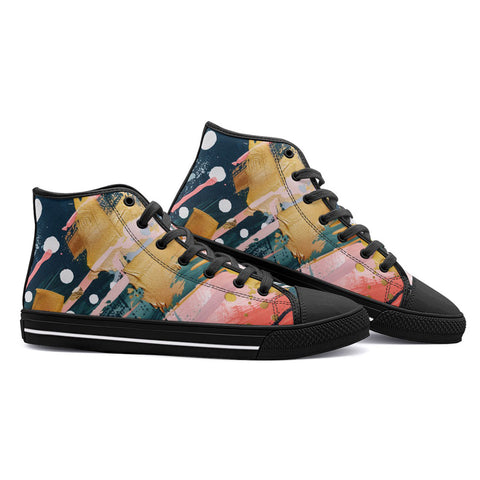 High-Top Canvas Shoes Colorful Paint Splashes