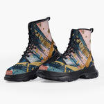 Casual Leather Chunky Boots Colorful Paint Splashes