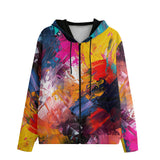 Men's Zip Up Hoodie Colorful Paint Splashes