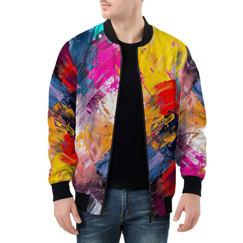 Bomber Jacket Colorful Paint Splashes