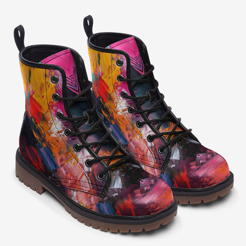 Leather Boots Colorful Paint Splashes