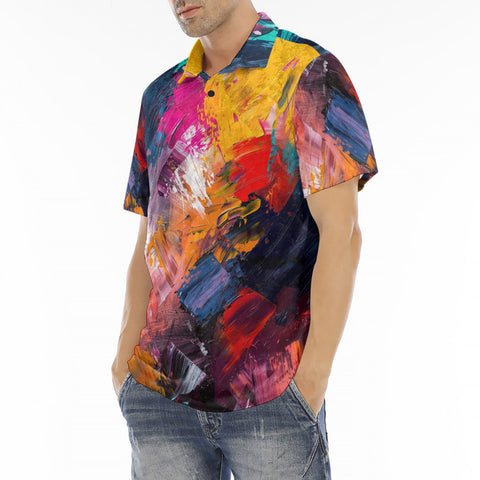 Men's Polo Shirt Colorful Paint Splashes