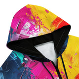 Men's Zip Up Hoodie Colorful Paint Splashes