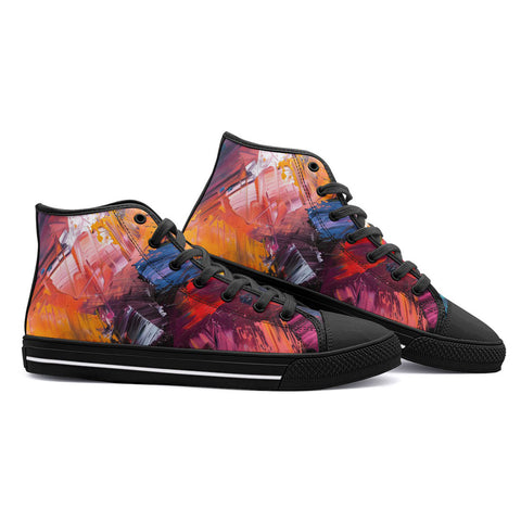 High-Top Canvas Shoes Colorful Paint Splashes