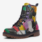 Leather Boots Colorful Paint Splashes