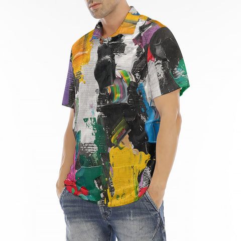 Men's Polo Shirt Colorful Paint Splashes