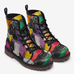 Leather Boots Colorful Paint Splashes