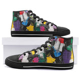High-Top Canvas Shoes Colorful Paint Splashes