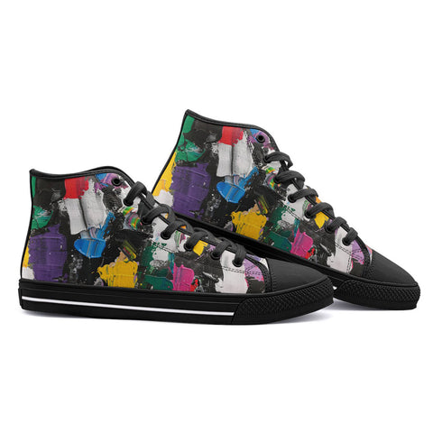 High-Top Canvas Shoes Colorful Paint Splashes