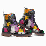 Leather Boots Colorful Paint Splashes