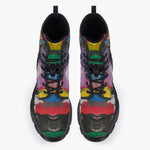 Casual Leather Chunky Boots Colorful Paint Splashes