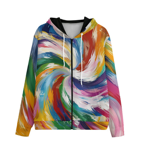 Men's Zip Up Hoodie Colorful Swirling Paints