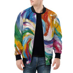 Bomber Jacket Colorful Swirling Paints