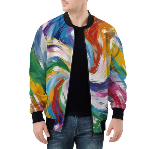 Bomber Jacket Colorful Swirling Paints