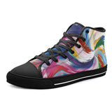 High-Top Canvas Shoes Colorful Swirling Paints
