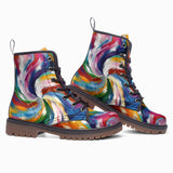 Leather Boots Colorful Swirling Paints