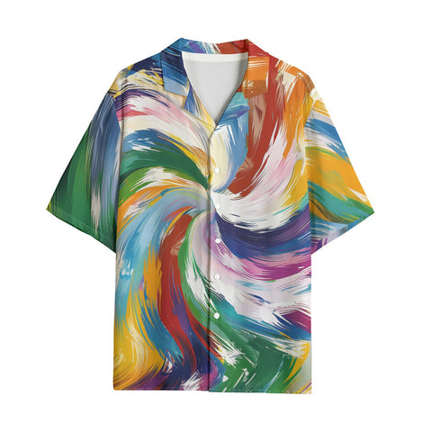 Hawaiian Shirt Colorful Swirling Paints