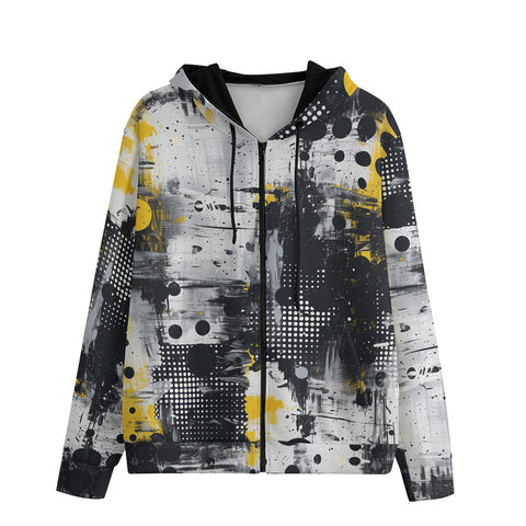 Men's Zip Up Hoodie Urban Grunge Modern Art