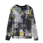 Men's Zip Up Hoodie Urban Grunge Modern Art