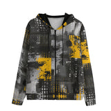 Men's Zip Up Hoodie Urban Grunge Modern Art