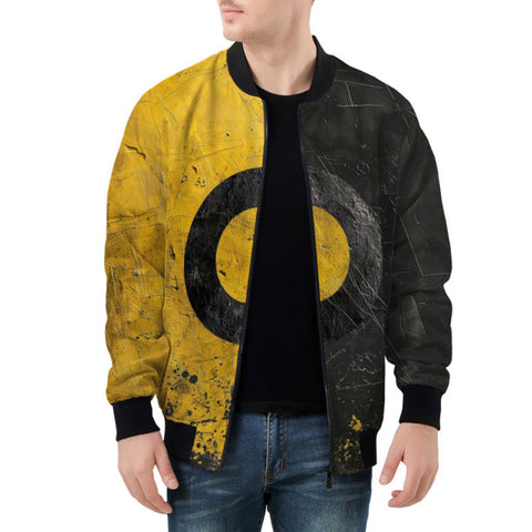 Bomber Jacket Minimalism Art Black and Yellow Circle