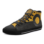 High-Top Canvas Shoes Minimalism Art Black and Yellow Circle