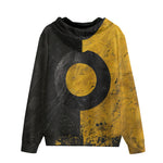 Men's Zip Up Hoodie Minimalism Art Black and Yellow Circle