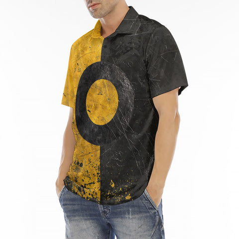 Men's Polo Shirt Minimalism Art Black and Yellow Circle