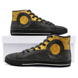 High-Top Canvas Shoes Minimalism Art Black and Yellow Circle