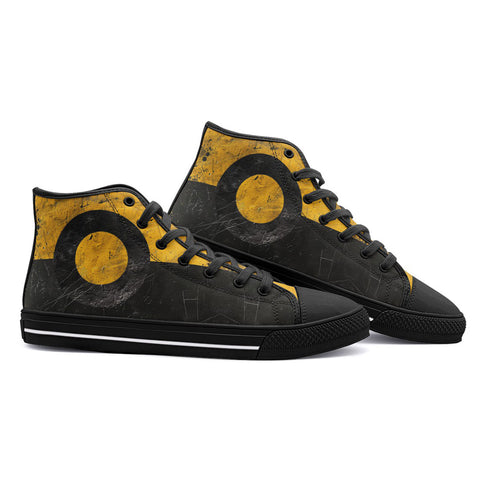 High-Top Canvas Shoes Minimalism Art Black and Yellow Circle