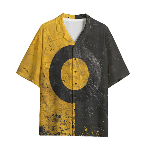 Hawaiian Shirt Minimalism Art Black and Yellow Circle