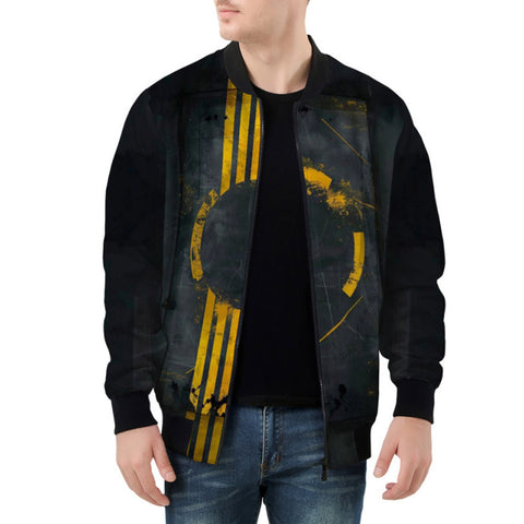 Bomber Jacket Minimalism Art Black and Yellow Circle