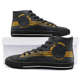 High-Top Canvas Shoes Minimalism Art Black and Yellow Circle