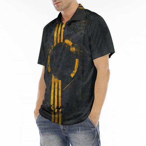 Men's Polo Shirt Minimalism Art Black and Yellow Circle