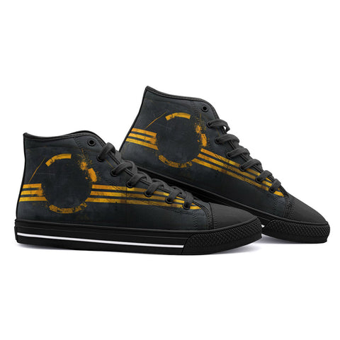 High-Top Canvas Shoes Minimalism Art Black and Yellow Circle