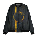 Bomber Jacket Minimalism Art Black and Yellow Circle