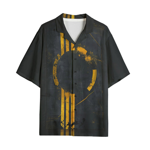 Hawaiian Shirt Minimalism Art Black and Yellow Circle