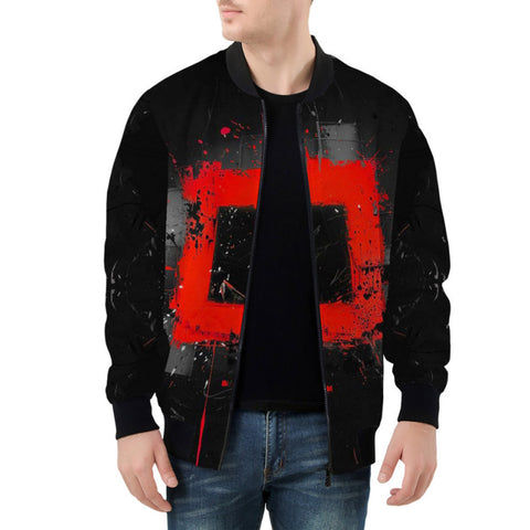 Bomber Jacket Minimalism Art Black and Red Square