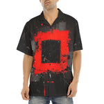 Hawaiian Shirt Minimalism Art Black and Red Square