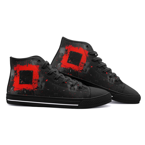 High-Top Canvas Shoes Minimalism Art Black and Red Square