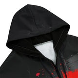 Men's Zip Up Hoodie Minimalism Art Black and Red Square