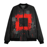 Bomber Jacket Minimalism Art Black and Red Square