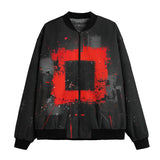 Bomber Jacket Minimalism Art Black and Red Square