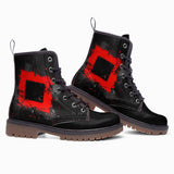 Leather Boots Minimalism Art Black and Red Square