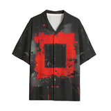 Hawaiian Shirt Minimalism Art Black and Red Square