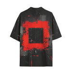 Hawaiian Shirt Minimalism Art Black and Red Square