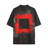 Hawaiian Shirt Minimalism Art Black and Red Square
